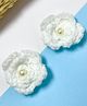 Little Peas Pearl Embellished Rose Applique Detailed Hair Clips - White