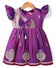 Bhartiya Paridhan Silk Woven Half Sleeves Ethnic Dress with Floral Design & Bow Applique - Mauve