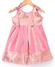 Bhartiya Paridhan Silk Woven Sleeveless Silk Woven Ethnic Dress With Floral Foil Print - Pink