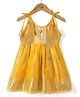 Bhartiya Paridhan Silk Woven Sleeveless Silk Woven Ethnic Dress With Floral Foil Print - Yellow