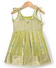Bhartiya Paridhan Silk Woven Sleeveless Silk Woven Ethnic Dress With Floral Foil Print - Light Green