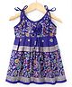 Bhartiya Paridhan Silk Woven Sleeveless Flared Ethnic Dress With Floral Foil Print - Royal Blue