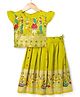 Bhartiya Paridhan Silk Woven Half Sleeves Figure Printed Choli Lehenga Set - Green