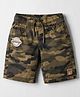 Olio Kids Cotton Knit Above Knee Length  Camouflage Printed Shorts- Khaki
