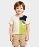 Mi Arcus Cotton Elastane Knit Half Sleeves Colour Blocked & Pandas Printed Tee & Shorts Set - Multi Colour