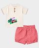 Mi Arcus Cotton Elastane Knit Peppa Pig Featuring Half Sleeves Character Printed Top & Shorts Set - Multi Colour