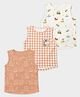 Mi Arcus Cotton Elastane Knit Pack Of 3 Sleeveless Puppies Printed Tees - Multi Colour