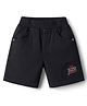 Olio Kids Cotton Knit Above Knee Length Text Embroidered Shorts - Black