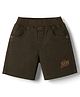 Olio Kids Cotton Knit Above Knee Length Text Embroidered Shorts - Olive Green