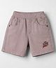 Olio Kids Cotton Knit Above Knee Length Text Embroidered Shorts - Grey