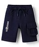 Olio Kids Cotton Knit Above Knee Length Shorts with USA Print - Navy Blue