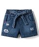 Olio Kids Denim Knit Above Knee Length Distressed Washed Shorts With Patch - Navy Blue
