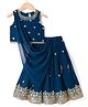 Babyhug Georgette Woven Sleeveless Choli Lahenga Dupatta Set with Sequinned Floral Embroidery - Navy
