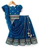 Babyhug Net Woven Half Sleeves Floral Embroidered Choli & Lehenga Set With Dupatta - Blue