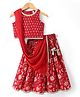 Babyhug Cotton Cambric Woven Sleeveless Floral Printed Choli & Lehenga Set With Dupatta - Red