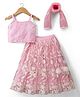 Babyhug Net Woven Sleeveless Choli Lehenga Set with Sequin Detailing & Dupatta - Pink