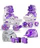 Jaspo Scud X Trail Roller Skates Combo with Helmet and Knee, Elbow, Wrist Guard, Professional Outdoor Indoor Quad-Skates for Kids & Adults, Adjustable Roller Skates with 4 Shiny Wheels Small- Purple