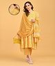 The Mom Store Cotton Woven Three Fourth Sleeves Floral Printed Maternity Kurti With Side Zipper Nursing Access With Pant & Dupatta Set - Yellow