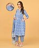 The Mom Store Cotton Woven Three Fourth Sleeves Floral Printed Maternity Kurti With Side Zipper Nursing Access With Pant & Dupatta Set - Multi Colour