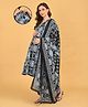 The Mom Store Cotton Woven Three Fourth Sleeves Maternity And Nursing Kurta Set With Dupatta - Black
