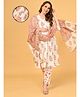 The Mom Store Cotton Woven Three Fourth Sleeves Floral Printed Maternity Kurti With Side Zipper Nursing Access With Pant & Dupatta Set - Off-White