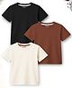 Trampoline Cotton Blend Knit Pack Of 3 Half Sleeves Solid Tees - Black Cream & Brown