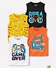 Trampoline Cotton Blend Knit Pack Of 4 Sleeveless Typography Printed Tees - Multi Colour
