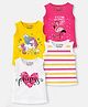 Trampoline Cotton Blend Knit Pack Of 4 Sleeveless Striped Unicorn & Flamingo Printed Tees - Multi Colour
