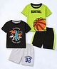 Trampoline Cotton Blend Knit Pack Of 2 Half Sleeves Surf & Basketball Text Printed Tees & Shorts Set - Multi Colour