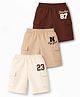 Trampoline Cotton Blend Pack Of 3 Typography Printed Cargo Style Shorts - Brown Beige & Cream