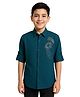 Charchit Cotton Woven Full Sleeves Stones Embellished Shirt - Turquoise Blue
