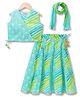 Exclusive from Jaipur Cotton Woven Printed Sleeveless Choli & Lehenga Set With Dupatta - Light Green