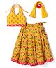 Exclusive From Jaipur Sleeveless Floral Printed Choli Lehenga with Dupatta - Yellow