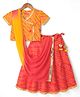 Exclusive from Jaipur Cotton Woven Half Sleeves Lehenga Choli and Dupatta with Tie-Dye Print in Yellow for 3-4 Years