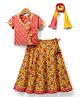 Exclusive from Jaipur Cotton Woven Half Sleeves Choli & Lehenga Set With Dupatta & Floral Print in Pink