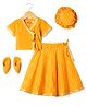 Exclusive From Jaipur Cotton Woven Half Sleeves Lehariya Cap & Mojaris & Tassle Detailing - Yellow