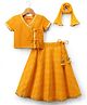 Exclusive from Jaipur Cotton Woven Half Sleeves Choli and Lehenga Set With Dupatta - Yellow