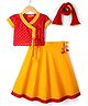 Exclusive from Jaipur Cotton Woven Half Sleeves Foil Floral Printed Choli Lehenga Set- Red