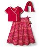 Exclusive from Jaipur Cotton Woven Half Sleeves Sequinned Choli Lehenga With Dupatta - Dark Pink