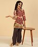 Bugandbees Cotton Woven Three Fourth Sleeves Floral Printed Shirt & Pants Set - Multi Colour