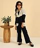 Bugandbees Cotton Lycra Full Sleeves Schiffli Embroidered Jacket & Pants Set - Black