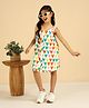 Bugandbees Cotton Flax Woven Sleeveless Hearts Printed Shirt Style Dress - Multi Colour