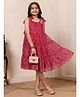 Bugandbees Chiffon Woven Sleeveless Bandhani Printed Dress - Dark Pink