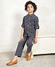 Bugandbees Cotton Woven Full Sleeves Solid Shirt & Pants Set - Navy Blue