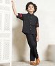 Bugandbees Cotton Flax Woven Full Sleeves Solid Shirt & Pants Set - Black