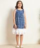 Bugandbees Rayon Woven Sleeveless Abstract Printed  Dress - Blue