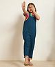 Bugandbees Poplin Woven Solid Dungaree With Half Sleeves Hearts Printed Tee - Teal Blue