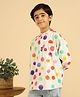 Bugandbees Cotton Flax Woven Full Sleeves Polka Dots Printed Kurta - White