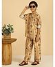 Bugandbees Woven Full Sleeves Abstract Printed Coordinating Shirt & Pants Set - Beige