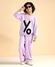 Bugandbees Knitted Knit Full Sleeves Yo Text Patch Detailed  Tee & Pants Set - Lavender